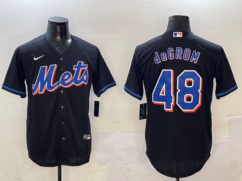 Men New York Mets 48 Degrom Black Game Nike 2025 MLB Jersey style 2